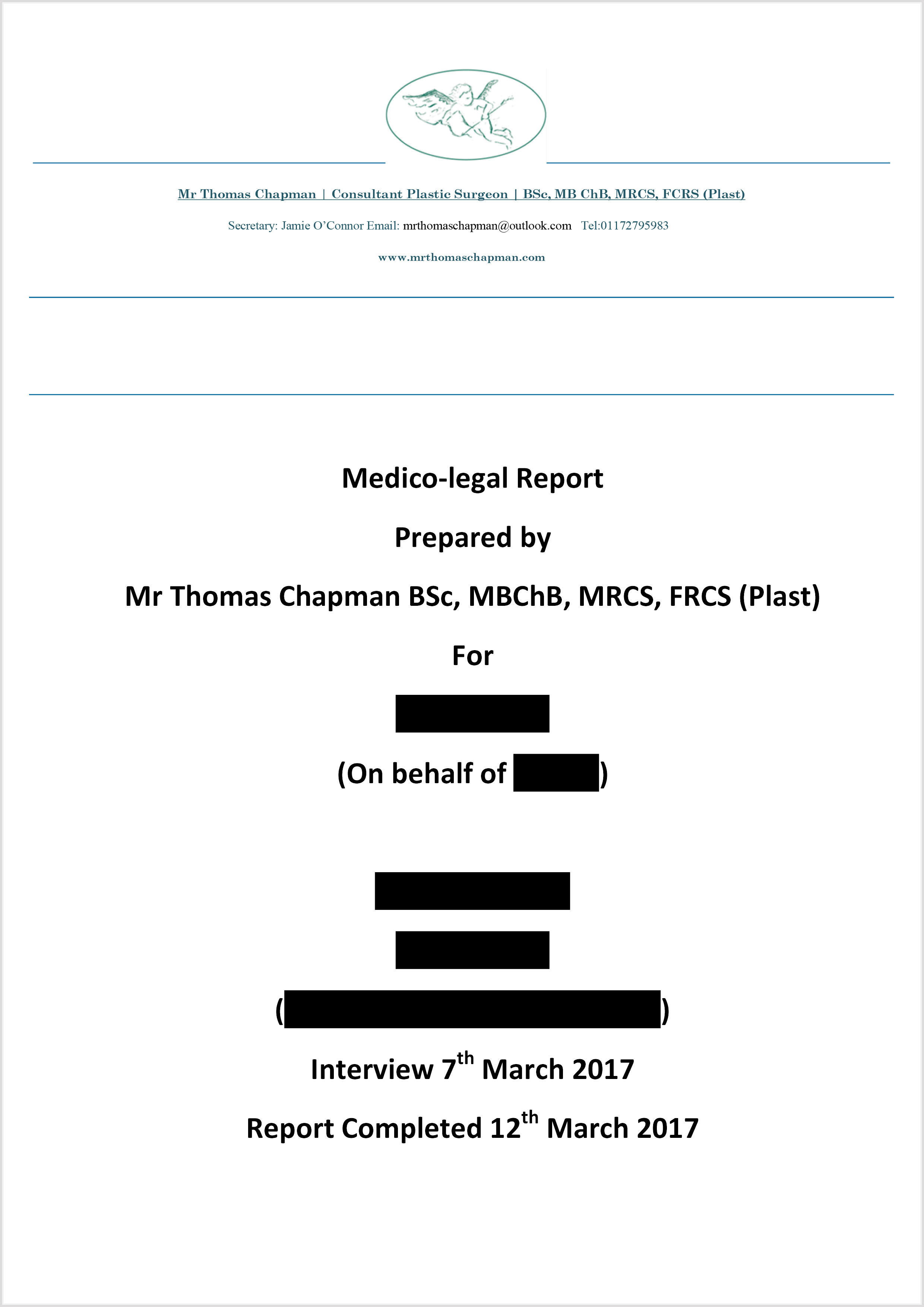 MedicoLegal Reporting - Mr Thomas Chapman Inside Medical Legal Report Template